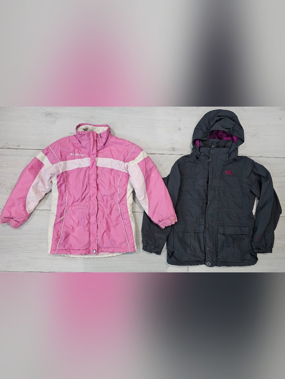 The North Face Columbia Girls Jackets Lot Size 10-12 Pink Gray